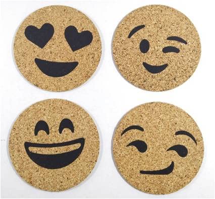 A ONE DESIGN Cork Round Coasters (Set of 4) Mini Decor Accessories for Dining Table/Hot Pots/Cups/Glass | Closing Lid for Vessel | Durable & Long Lasting Gift (Brown)
