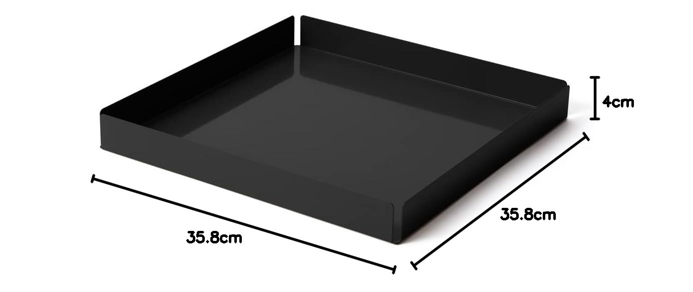 ILO - Vassoio Decorativo Quadrato in Metallo Nero cm 35,8 x 35,8 H.4 - Portaoggetti Organizer da Scrivania per Casa e Ufficio - Centrotavola Moderno - Svuotatasche di Design - Made in Italy
