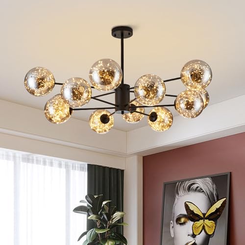 Lustre LED dimmable multi-tête à intensité variable en fer noir - 2