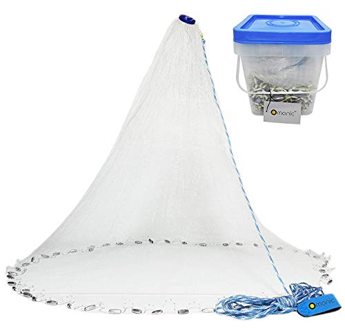 Omonic Handmade American Style Saltwater Fishing Cast Net for Bait Trap Fish