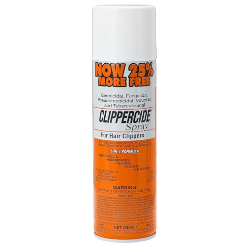 CLIPPERCIDE 5-in-1 Clipper Disinfectant Spray 15oz, 1 Pack | Cleans, Lubricates, Cools, Prevents Rust & Disinfects | Professional Clipper Spray for Barbers, Stylists & Pet Groomers | Made by BARBICIDE