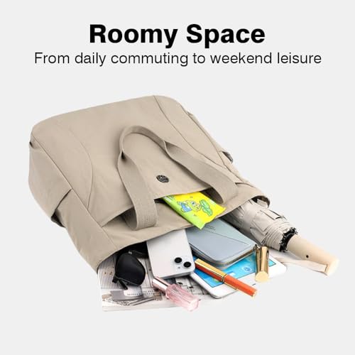 Bolsa Tote para mujer, hombro de nylon con cremallera miniatura 5