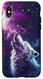 Wolf Howling Moon in Space Stars Wolf Nature