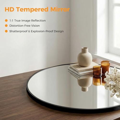 Image of NEWBULIG 24 Inch Round Wall Mirror, Bathroom Mirrors for Over Sink