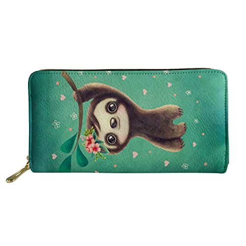 Jndtueit Las mujeres hombres cremallera alrededor de la cartera larga de cuero de la PU titular de la tarjeta de crédito monederos Cover