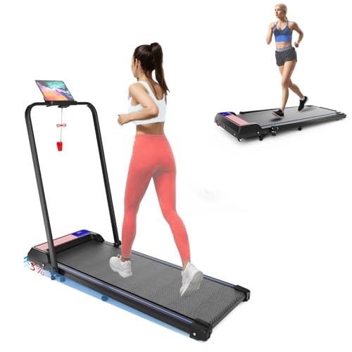 Image of 2.25HP Walking Mat Treadmill,2-in-1 Foldable Under Desk Treadmill with Handle Bar 16 inches Wide Running Belt,LED Touch Screen,Remote Control for Home /Office Use
