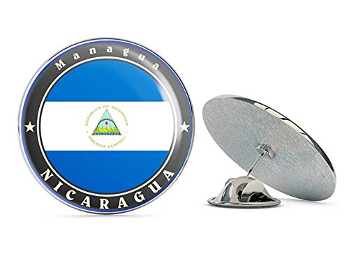 Nicaragua Flag Round Metal 0.75