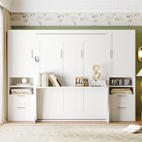 Merax Queen Murphy Bed with Desk and Storage