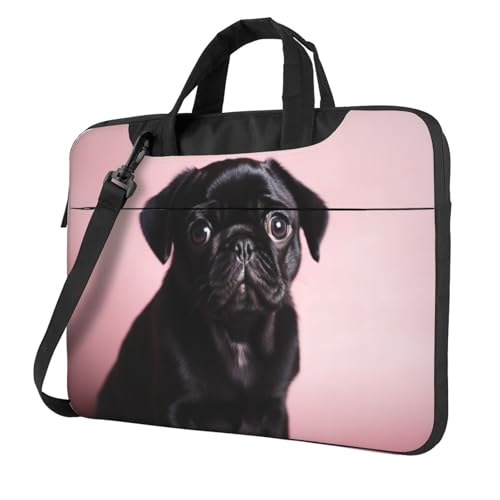 Bolso para portátil diseño Pug negro 13 pulgadas unisex miniatura 1