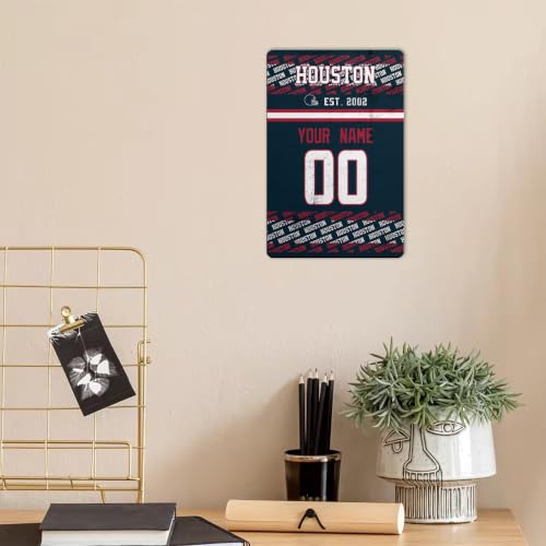 Image of Houston Metal Sign for Outside Custom Name and Number Gifts