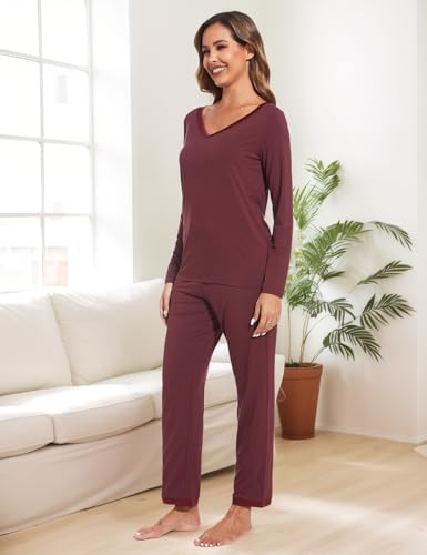 Image of GYS Women's Bamboo Viscose Long Sleeve Pajamas Set
