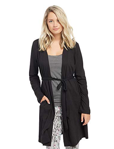 Image of Motherhood Maternity womens Tie Front Nursing Robe With Lace Trim Sleeve