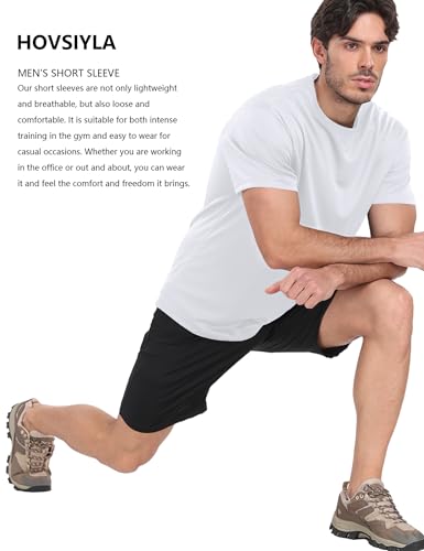 Image of HovSiyla 1 /5 Pack Workout Shirts for Men Athletic Running Gym Quick Dry Short Sleeve Performance Moisture Wicking T Shirt