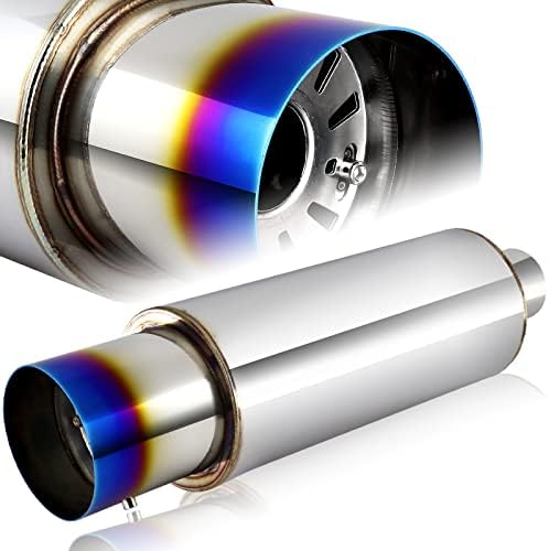 DriftX Performance, Silenciador universal de punta de quemadura estilo N1 de 4 pulgadas, entrada de 2.5 pulgadas, silenciador de recipiente de