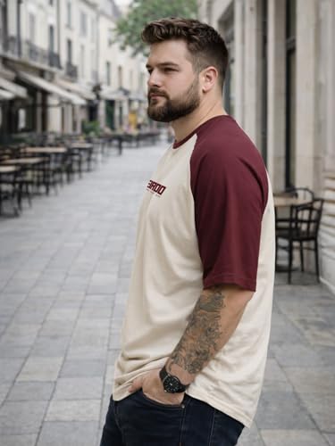 Image of Veirdo Men's 100% Pure Cotton Half Sleeve Plus Size Printed T-Shirt with Raglan Sleeve Stylish Comfortable & Durable Tees (Sizes: 2XL to 5XL)