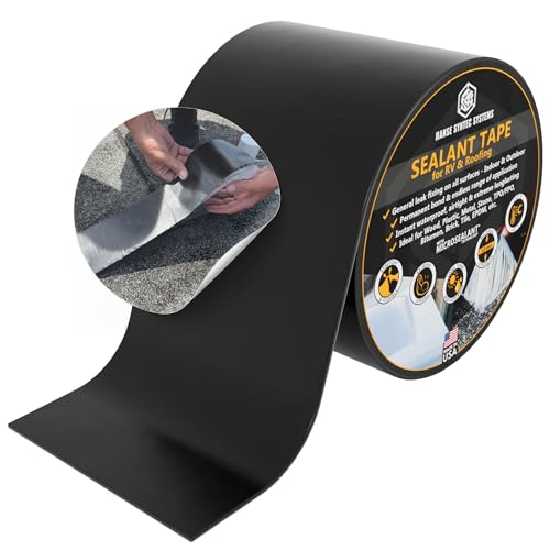 Hanse Syntec Systems HSS Sealant Tape with MicroSealant - Waterproof Commercial Roofing Tape for Roof and RV Repair - UV- & Weatherproof - Black - 4 inch x 25 feet