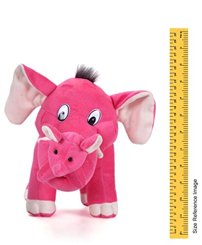 Image of Tickles Pink Cute Mother Elephant and A Baby Stuffed Soft Plush Toy 32 Cm