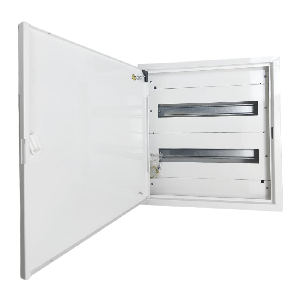 Doktorvolt Boîte de distribution en saillie - Boîte à fusibles - Boîtier de distribution en métal - 36 modules - 2 rangées - Avec porte - Blanc - IP30 IK07 - Pour installation dans la maison
