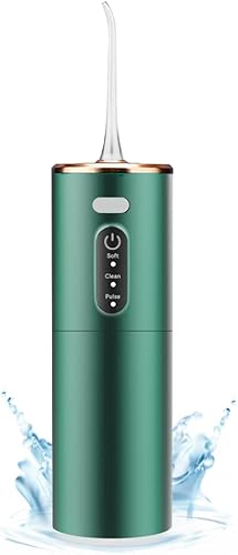 MARURY Irrigador dental de agua inalámbrico para dientes, púas de limpieza de dientes de agua portátiles de 9.5 fl oz, 5 modos de limpieza, 4 puntas