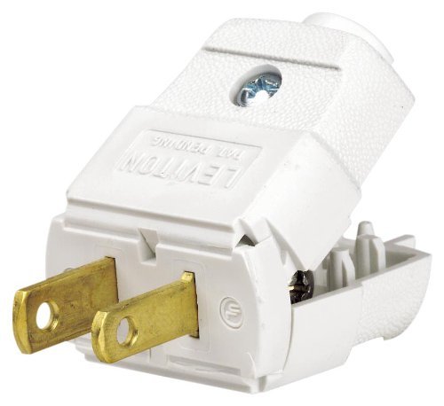 Leviton 101-WP 15 Amp, 125 Volt, Residential Grade, Polarized, Non-Grounding Plug, White - 12 Pack