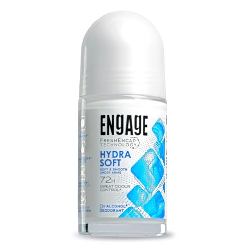 Engage Hydra Soft Roll On Deo For Women, 50ml| 0% Alcohol Underarm Roll On For Woman | 72 Hour Sweat Odour Protection| With Vitamin F |Soft & Smooth Underarms | Motion Activated FreshEncap Technology