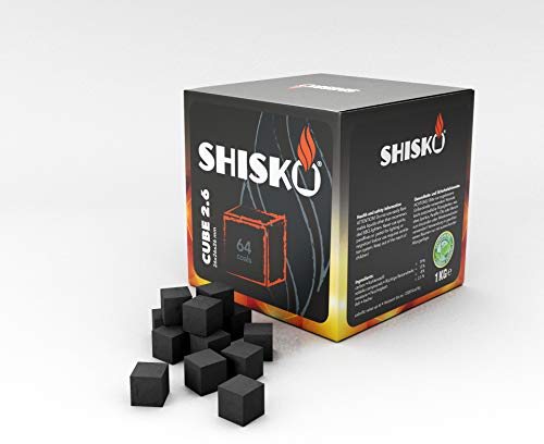 Shisko Premium Natur Kokosnusskohle Ohne Chemische Zusätze, 1kg Set, 2,6cm Cubes, Shishakohle mit Höchster Qualität…