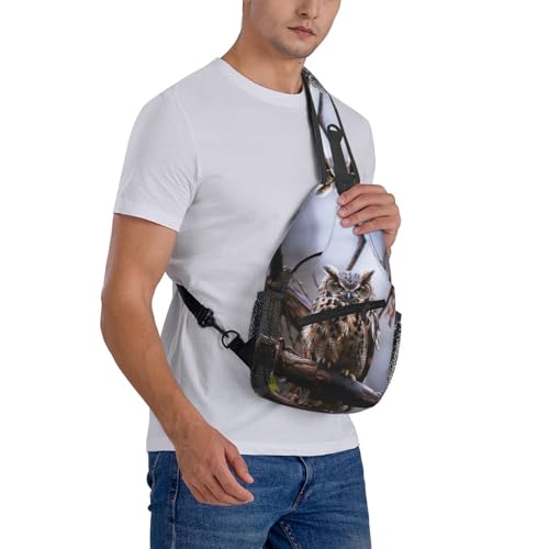 Mochila cruzada Owl on a branch color negro miniatura 7