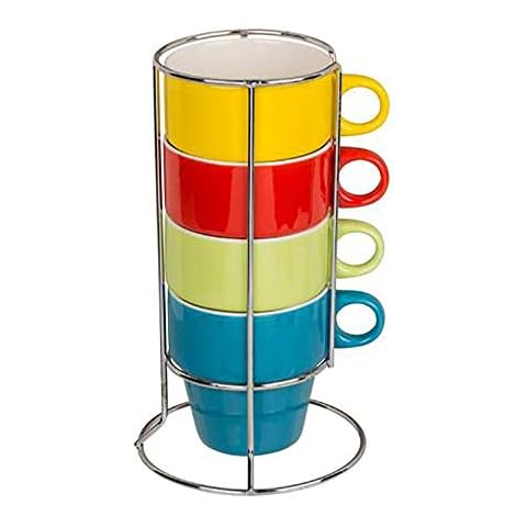 Set mit 4 stapelbaren Tassen aus Knochenporzellan, 200 ml Cover
