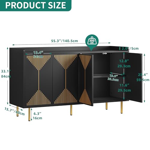 YITAHOME Storage Cabinet, 55 Inch Modern Coffee Bar Cabinet with Storage for Carved Design, Large...