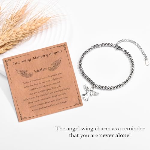 Sympathy Gifts for Loss of Loved One, Memorial Bereavement Gifts for Loss of Mother Father Husband Pets, Angel Bracelet Beads for Women4