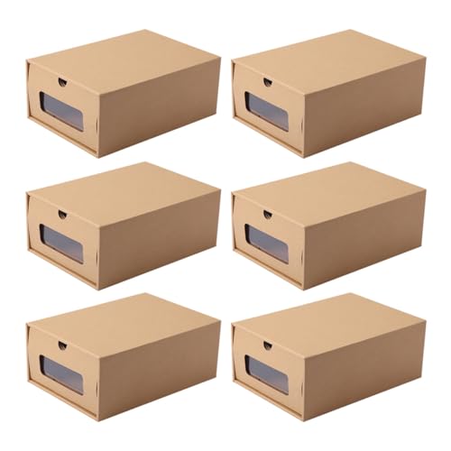 TIKODIDA Caja para Zapatos Transparente de Papel Estilo Cajón, 6 Unidades, Tamaño 30 X 21 Cm, Organizador Apilable para Mujer, Almacenamiento Doméstico Multifuncional