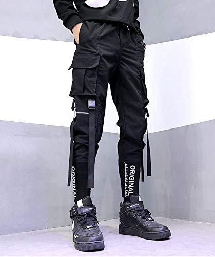 Astellarie Mens Fashion Casual Multi-Pockets Hip Hop Punk Jogger Cargo Pants2
