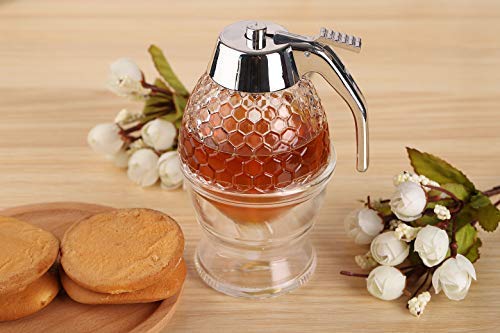 Hunnibi Acrylic Honey Dispenser, No Drip Syrup Dispenser Jar with Stand - Thumbnail 5