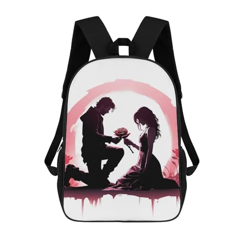 Kneeling with A Rose Backpack for Men Women, Heavy Duty Backpack Large Capacity, Durable Lightweight Travel Daypack