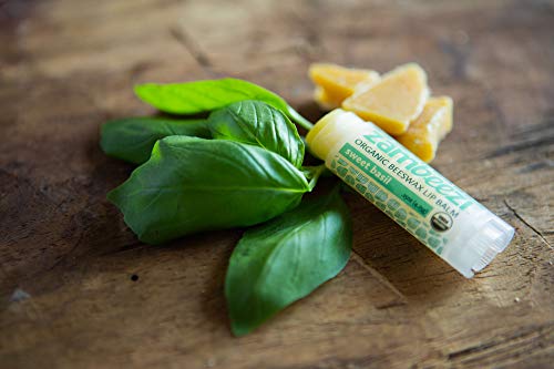 Zambeezi Organic, Fair Trade Beeswax Lip Balm - Sweet Basil 3 Pack - Ethically Sourced #TOP1