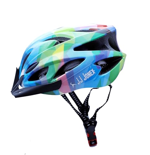Image of JJ Jonex Adjustable Cycling & Skating Helmet with Detachable Visor | Light Weight | Adjustable Strap with Comfortable Chin Padding | Blue | Medium Size | (Multicolor, Medium)