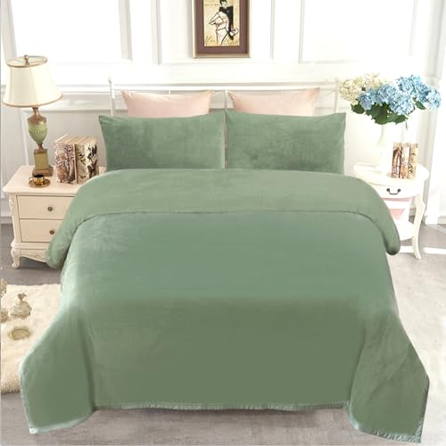 Image of JYK Fleece Plush Blanket - 3.5 LB, 1 Ply, Korean Mink, Queen 79 inch x 91 inch - Super Soft and Warm, Lightweight, Cozy Fuzzy Solid Color Green