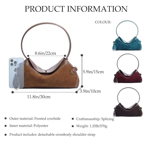 Women's Suede Hobo Crossbody Bag,Leather Vintage Top Handle Bags,Handbags Purse with Shoulder Strap2