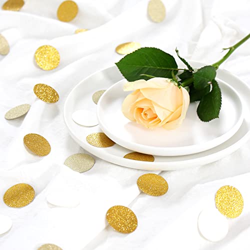 Image of White-Gold Champagne Party Decorations Confetti - 300pcs Wedding Engagement Party Table Scatter,Bachelorette Neutral Baby Bridal Shower Confetti Mothers Fathers Day Decor Lasting Surprise