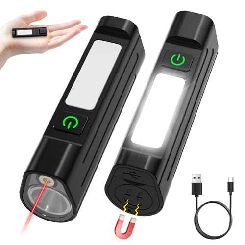 Rechargeable Small EDC Magnetic Flashlight with Red Beam & COB Work Light, 1500 Lumens Pocket Flashlight, IPX4 Compact LED Flash Light for Presentation, Pet Play, Outdoor, Car Repair, Emergency Use