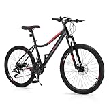 CamPingSurvivals 20/24/26 Inch Mountain Bike for Men/Women, Adult Bicycle with Professional 7 or 21 Speed Shifting, Double Shock Effect, Comfort Saddle and Pretty Look (24' Red)