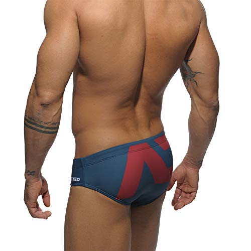 sandbank Men Briefs Swimming Brief Men's Sexy Low Cut Nylon Thong Swimwear Underwear (Blue, US M-Waist:29" ~ 32")2