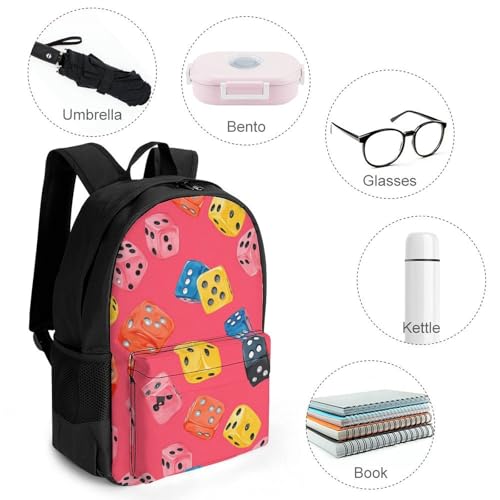 Colorful Dice Travel Backpack Casual Daypack Shoulder Bag with Adjustable Shoulder Straps for Men Women3