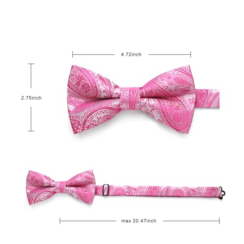 Image of HISDERN Bow Ties for Men Pre-Tied Bow Tie Floral Paisley Handkerchief Classic Formal Bowtie and Pocket Square Cufflinks Set