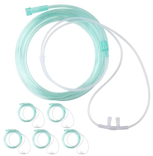 American Goods Nasal Oxygen Cannula Flared Tip 7Ft (2.1m) Adult, Standart Connector Tip Latex Free, Soft Tubing, Crush Resistant Light Green OXY Cannula (5)