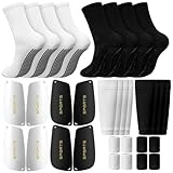 Funnysoft 16 Set Soccer Anti Slip Grip Socks Shin Guards with Sleeves Wrist Band Sports Athletic Socks White and Black Pack Essential Equipment for Soccer Players Football Basketball Men Women Youth