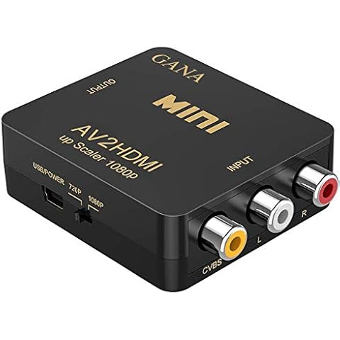 RCA to HDMI, AV to HDMI,GANA 1080P Mini RCA Composite CVBS AV to HDMI Video Audio Converter Adapter Supporting PAL/NTSC with USB Charge Cable for PC Laptop Xbox PS4 PS3 TV STB VHS VCR Camera DVD … Cover