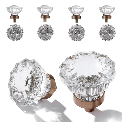 Image of 8 Pack Champagne Bronze Crystal Cabinet Knobs for Drawer,1.5 inch