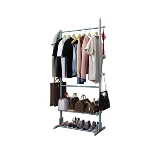Z-W-DONG Blue Coat Stand, trä Coat Rack tunga kläder Display Stand sovrum omklädningsrummet galgar med 2 Tier skor lagerhyllor Home Galler (Color : B, Size : 167 * 70CM)