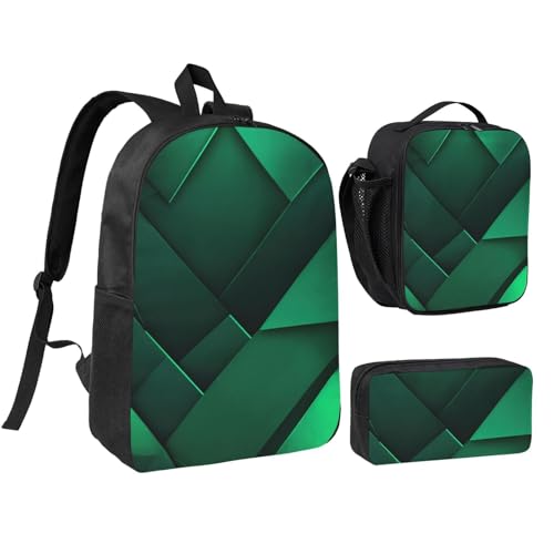 Mochila escolar EdWal de 3 piezas con estampado geométrico negro y dorado bolsa ligera para libros
